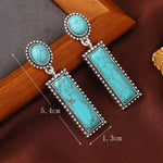 PENDIENTES BOHEMIO TURQUESA GÉOMÉTRIQUE RECTANGLE ÓVALO CLOU OREILLE COLGANTE