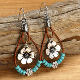 PENDIENTES BOHEMIO PRUNE FLOR TURQUESA PERLES COLGANTE