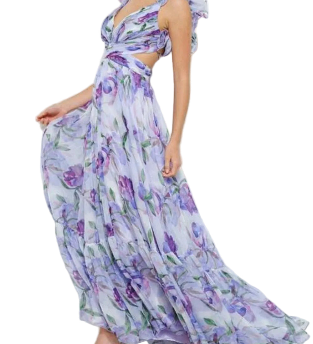 Backless printed maxi dress