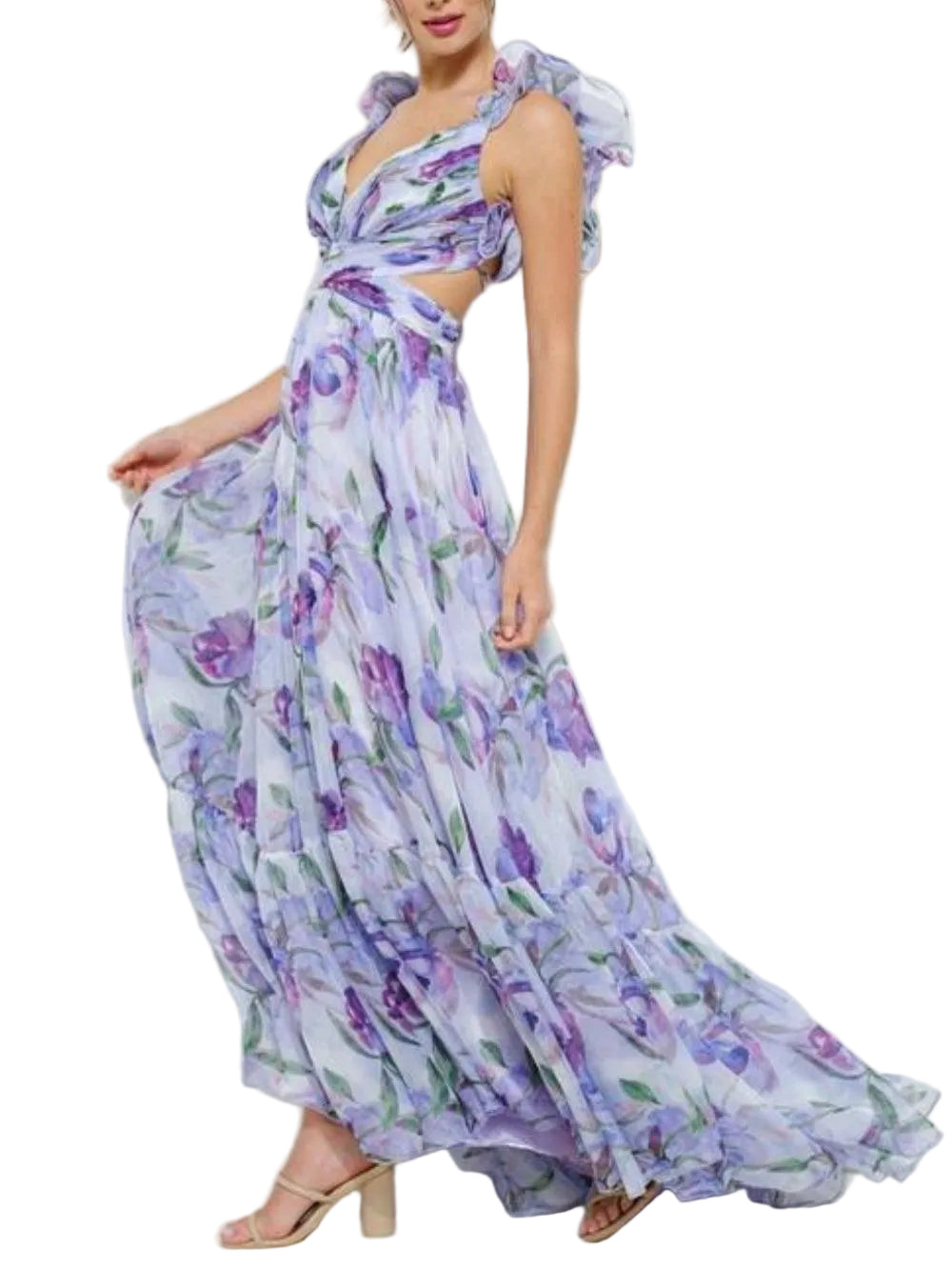 Backless printed maxi dress