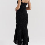 VESTIDO MAXI NEGRO CON ESTAMPADO FLORAL