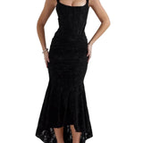 VESTIDO MAXI NEGRO CON ESTAMPADO FLORAL