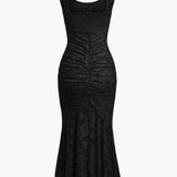 VESTIDO MAXI NEGRO CON ESTAMPADO FLORAL