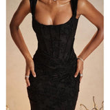 VESTIDO MAXI NEGRO CON ESTAMPADO FLORAL