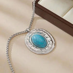 COLLAR VINTAGE SERPIENTE PEAU CADENA ÓVALO IMITATION TURQUESA COLGANTE