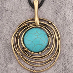 COLLAR CLÁSICO NEGRO CIRE CORDON TURQUESA PIERRE LARGO