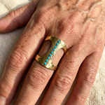 ANILLO VINTAGE ARTISANAL TURQUESA POIS MANCHETTE