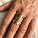 ANILLO VINTAGE ARTISANAL TURQUESA POIS MANCHETTE