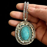 COLLAR VINTAGE SERPIENTE PEAU CADENA ÓVALO IMITATION TURQUESA COLGANTE