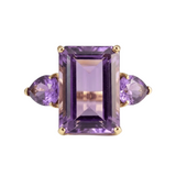 AMETHYST TOURMALINE CRYSTAL GOLD RING