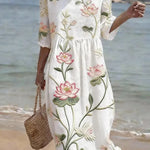 VESTIDO DE PLAYA CON BORDADO FLORAL – CONFORT CASUAL