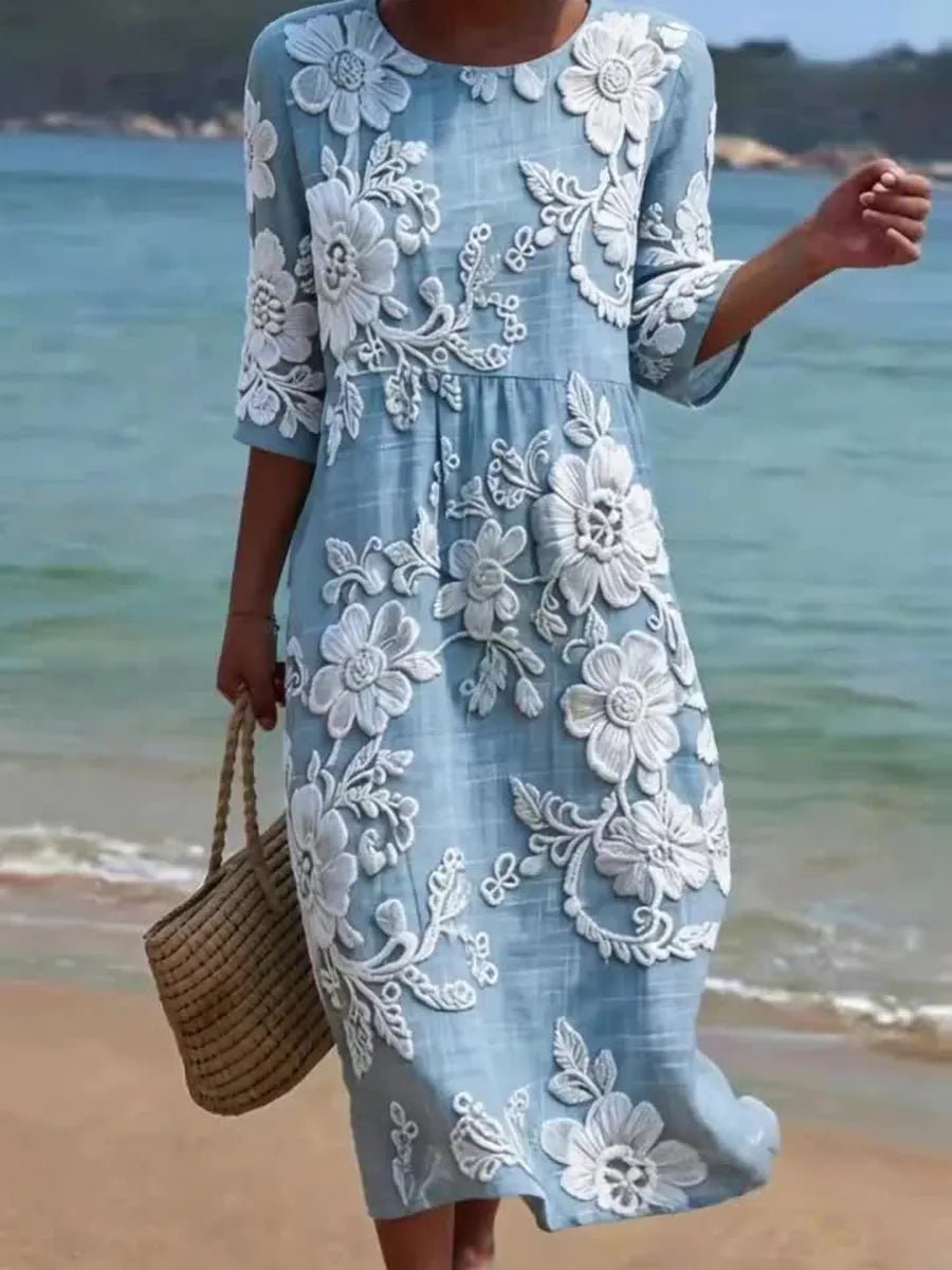 VESTIDO MIDI FLORAL CON ESTILO ELEGANTE - VALERINA MARBELLA