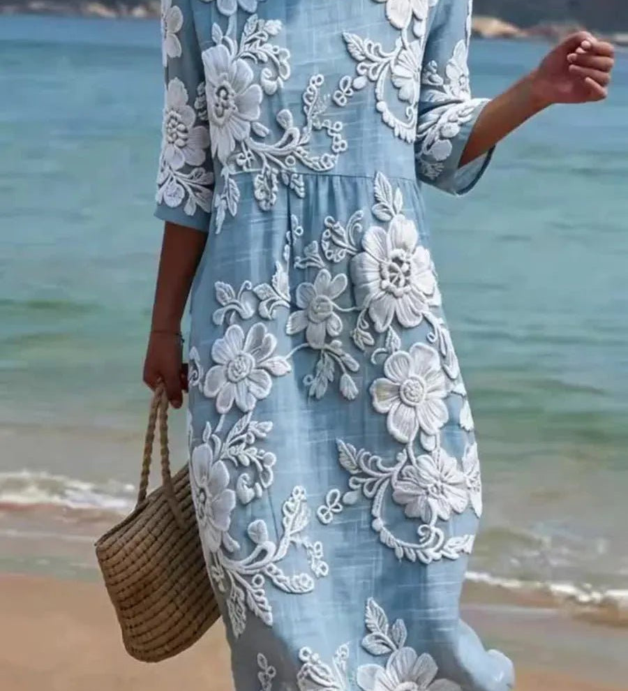 VESTIDO MIDI FLORAL CON ESTILO ELEGANTE - VALERINA MARBELLA