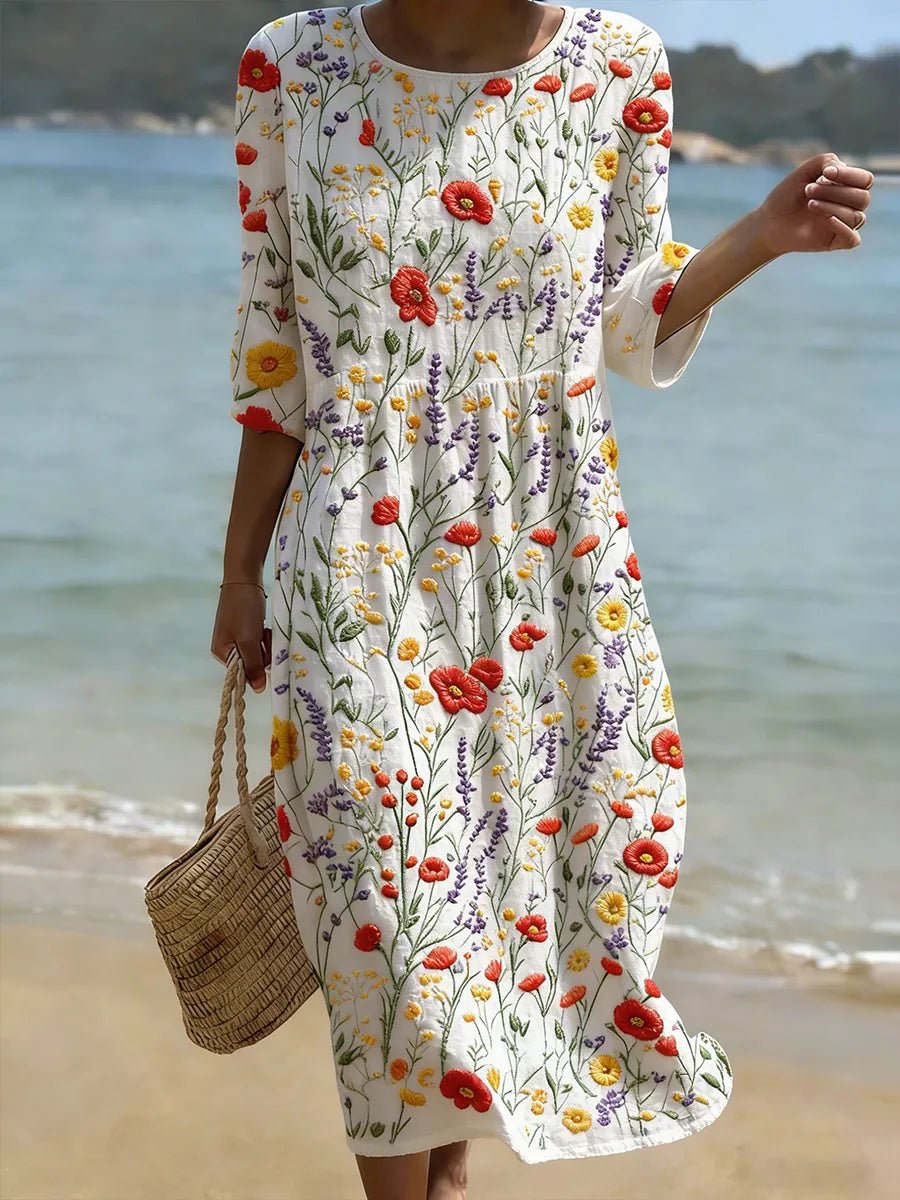 VESTIDO MAXI CON CUELLO REDONDO - VALERINA MARBELLA