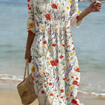 VESTIDO MAXI CON CUELLO REDONDO - VALERINA MARBELLA