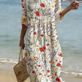 VESTIDO MAXI CON CUELLO REDONDO - VALERINA MARBELLA