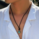 COLLAR BOHEMIO TURQUESA COLGANTE CUIR COLLAR RAS-DE-COU