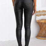 High Waist Faux Leather Stretchy Slim Fit Pants