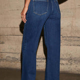 Margovil Chic Straight Wide Leg Denim Pants