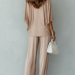 Elegant Champagne-colored Batwing Sleeve Suit