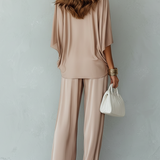 Elegant Champagne-colored Batwing Sleeve Suit