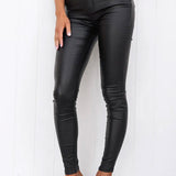 High Waist Faux Leather Stretchy Slim Fit Pants