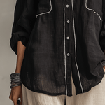 Modern Bohemian Effortless Black Linen Shirt