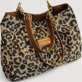 BOLSO SHOPPER DE CANVAS CON ESTAMPADO DE LEOPARDO - VALERINA MARBELLA