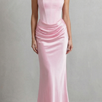 Evelisse – Sculpted satin drape – Strapless corset maxi dress