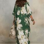 Emerald Bloom Flowing Bohemian Maxi Dress