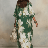 Emerald Bloom Flowing Bohemian Maxi Dress