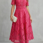 Charlisse – Ornate lace refinement – High-neck midi dress