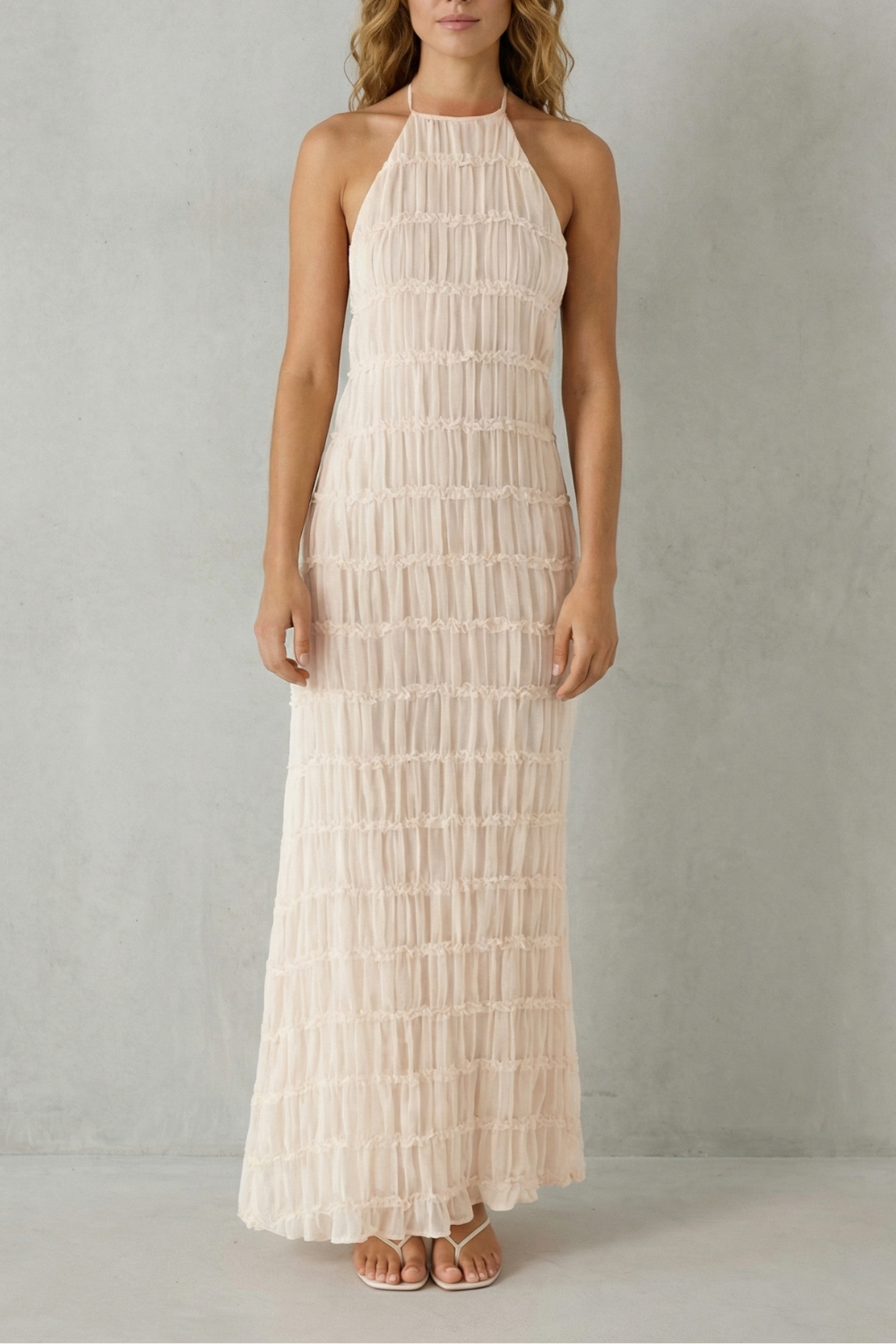 Greta – Modern texture – Women’s Backless Sculpted Texture Maxi Dress