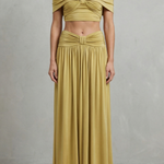 Ramona – Golden glow – Women’s Off-Shoulder Ruched Skirt Set
