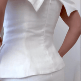 CONJUNTO DE DOS PIEZAS DE ALGODÓN Y LINO BLANCO