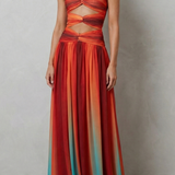 Zafrina – Sunset ombré allure – Strapless maxi dress
