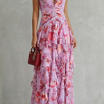 Belladina – Romantic rose cascade – Halter maxi dress