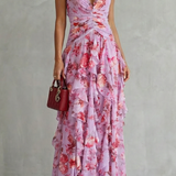 Belladina – Romantic rose cascade – Halter maxi dress