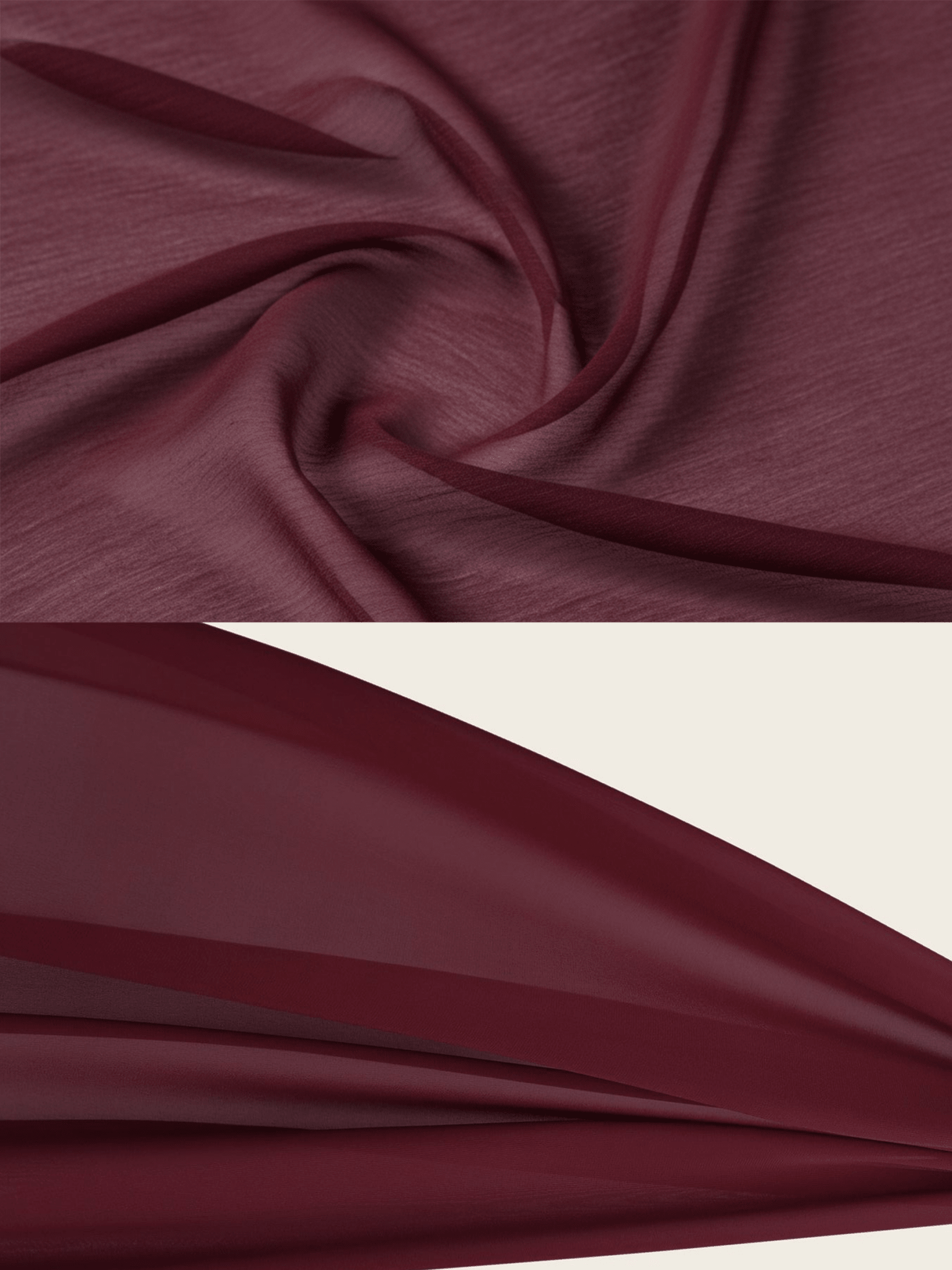 VESTIDO LARGO BURDEOS DE CHIFÓN CON CUELLO ALTO - VALERINA MARBELLA