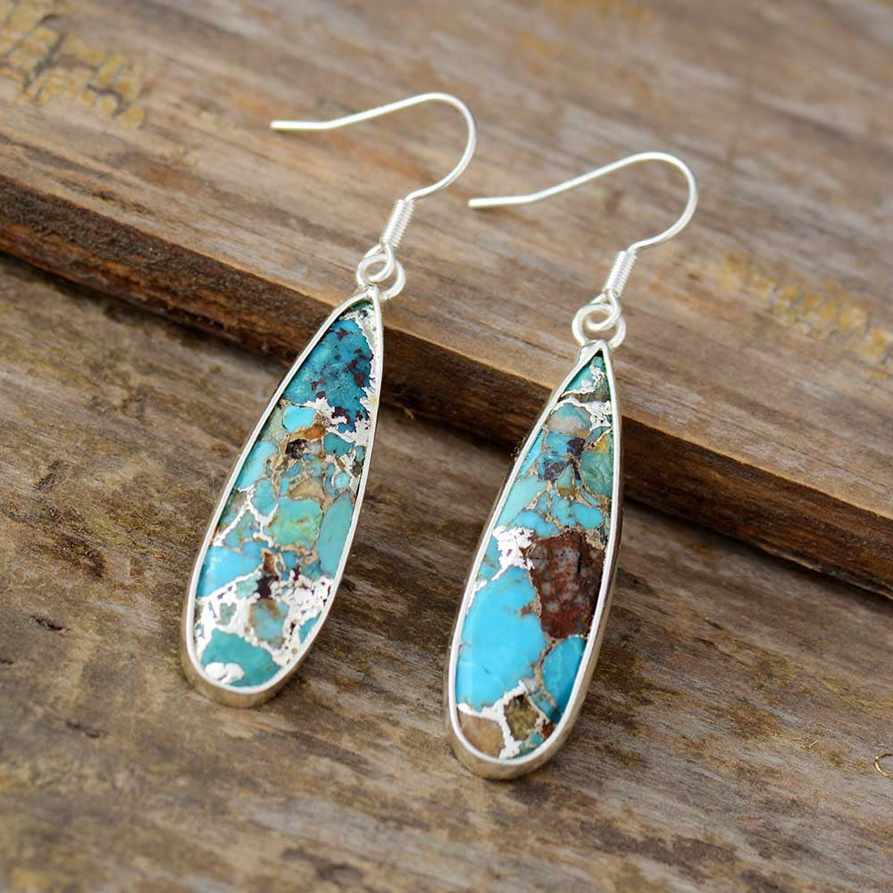 PENDIENTES NATUREL PIERRE TURQUESA JASPE GOTA