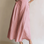 VESTIDO MAXI DE LINO EN TONO BLUSH CON BOTONES - VALERINA MARBELLA