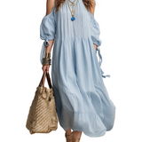 Airy Cold-Shoulder Textured Midi Dress