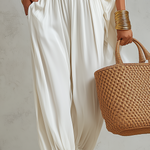 Ethereal White Off-the-Shoulder Batwing Sleeve Wide-Leg Trouser Co-ord Set