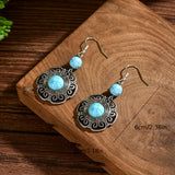 PENDIENTES VINTAGE BOHEMIO IMITATION TURQUESA FLOR GOTA