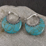 PENDIENTES TURQUESA CROISSANT PLATA PLAQUÉ ARO