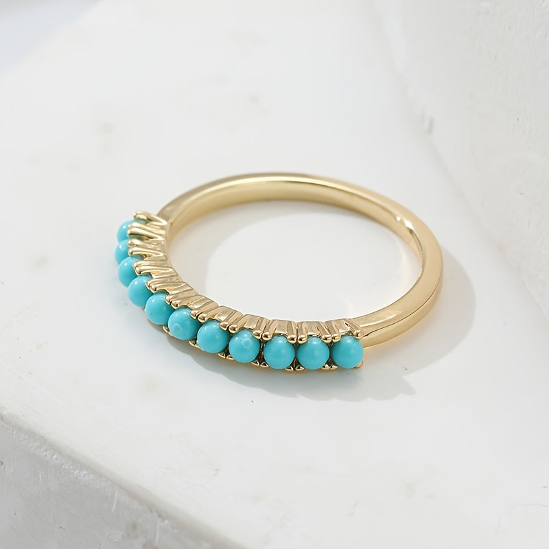 ANILLO BOHEMIO TURQUESA PERLÉ PLAQUÉ ORO SORTIJA