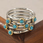 ANILLO VINTAGE GÉOMÉTRIQUE TURQUESA MULTI-SORTIJAS