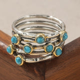 ANILLO VINTAGE GÉOMÉTRIQUE TURQUESA MULTI-SORTIJAS