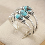ANILLO VINTAGE BOHEMIO STYLE TRIPLE TURQUESA PLATA