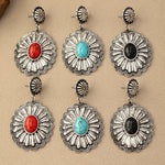 PENDIENTES VINTAGE BOHEMIO TURQUESA REDONDO MOTIVO